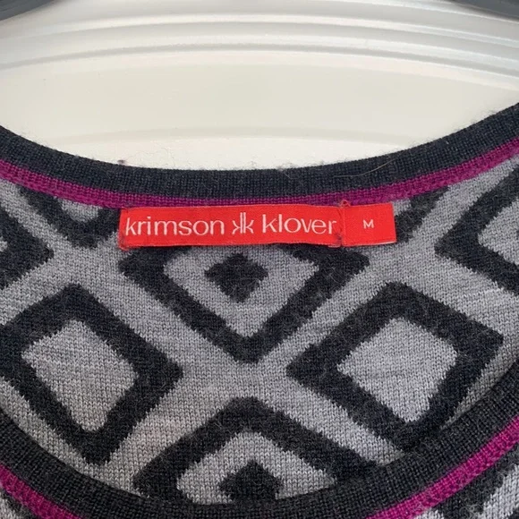 KRIMSON KLOVER  GEOMETRIC PRINT SWEATER DRESS PURPLE Black Gray SZ. M - Picture 4 of 6